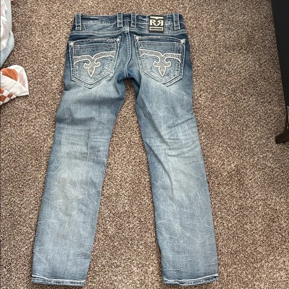 Rock Revival Men's Faded Blue Straight Jeans